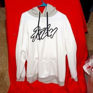 White sweatshirt with words on it